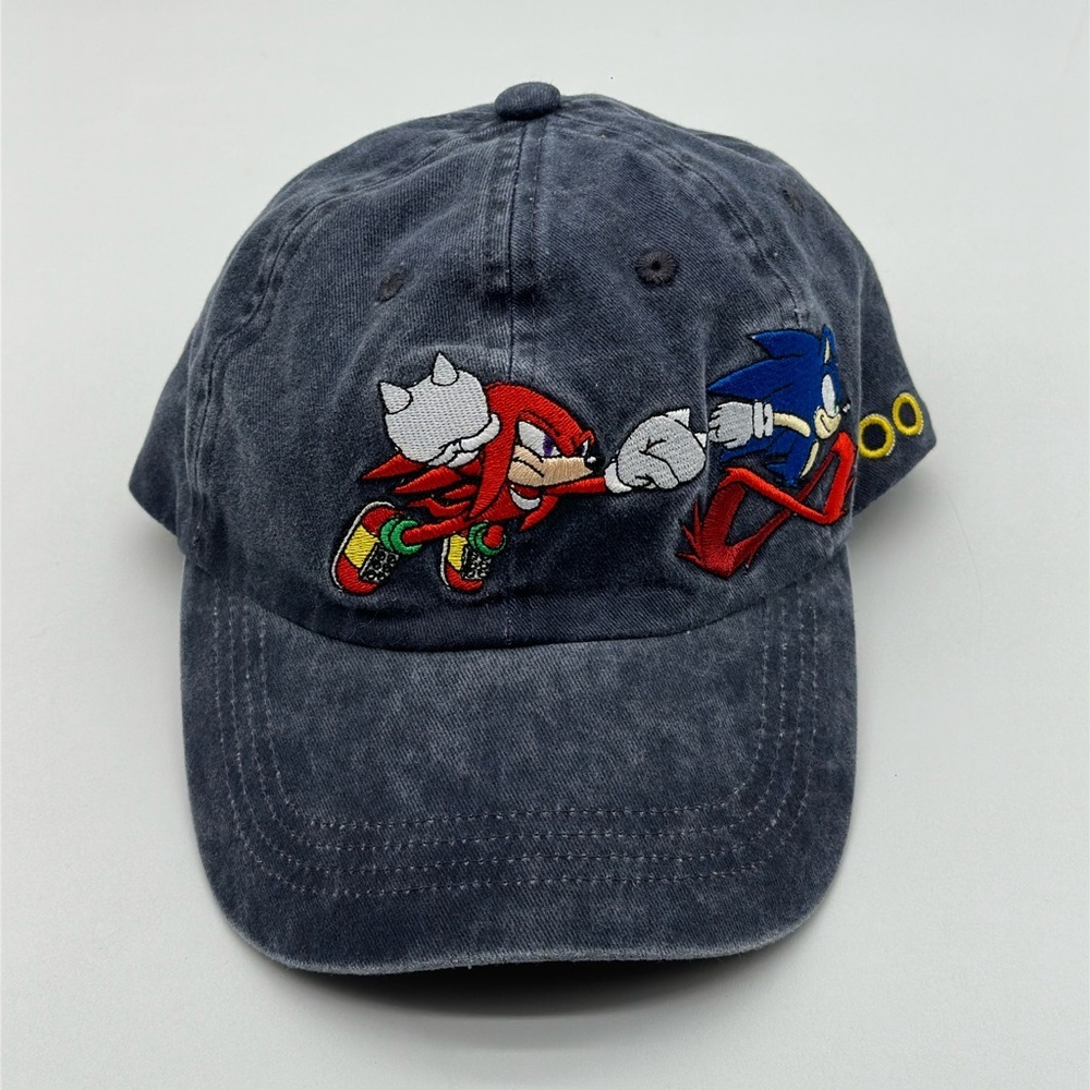 Sega Sonic The‎ Hedgehog Denim Snap Back Baseball Hat Cap Youth OSFA Gaming